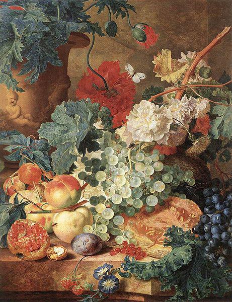 Jan van Huijsum Still life with flowers and fruit. France oil painting art